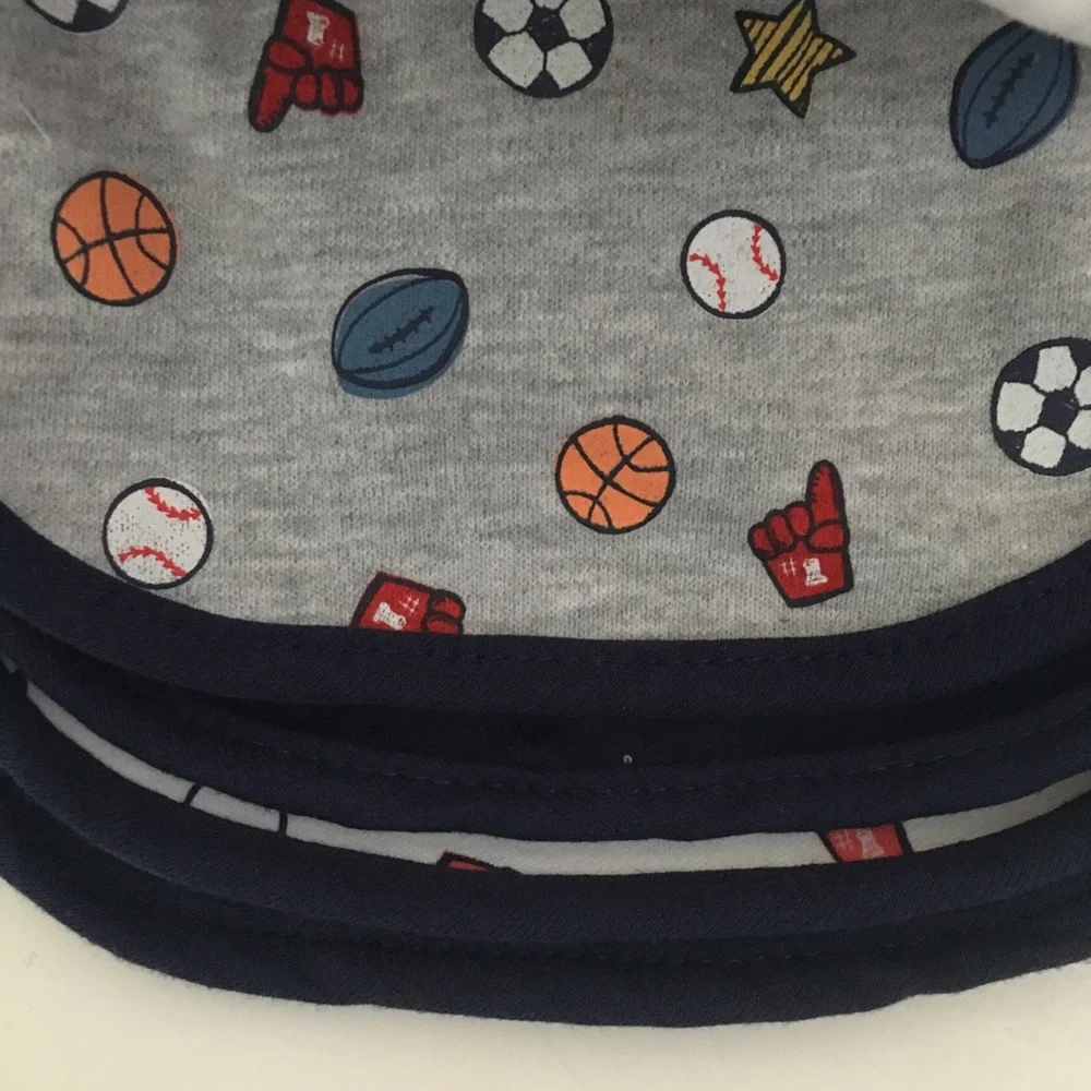 NEW Bib Set 5 pk 0-9M Baseball and Sports Theme | Duck Duck Goose